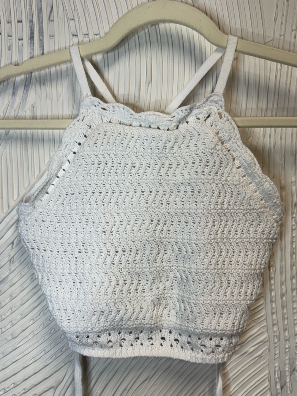 Hollister White Crocheted Halter Camisole